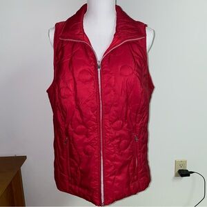 CJ Banks Red quilted vest womens size X (14W) full zip fall holiday Christmas